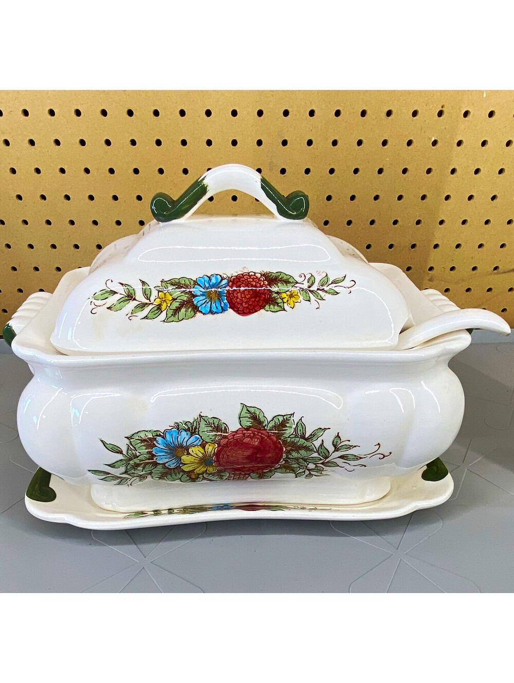 Vintage Tilso Japan Ceramic Soup Tureen Set Lid Ladle Underplate 4 Piece Set
